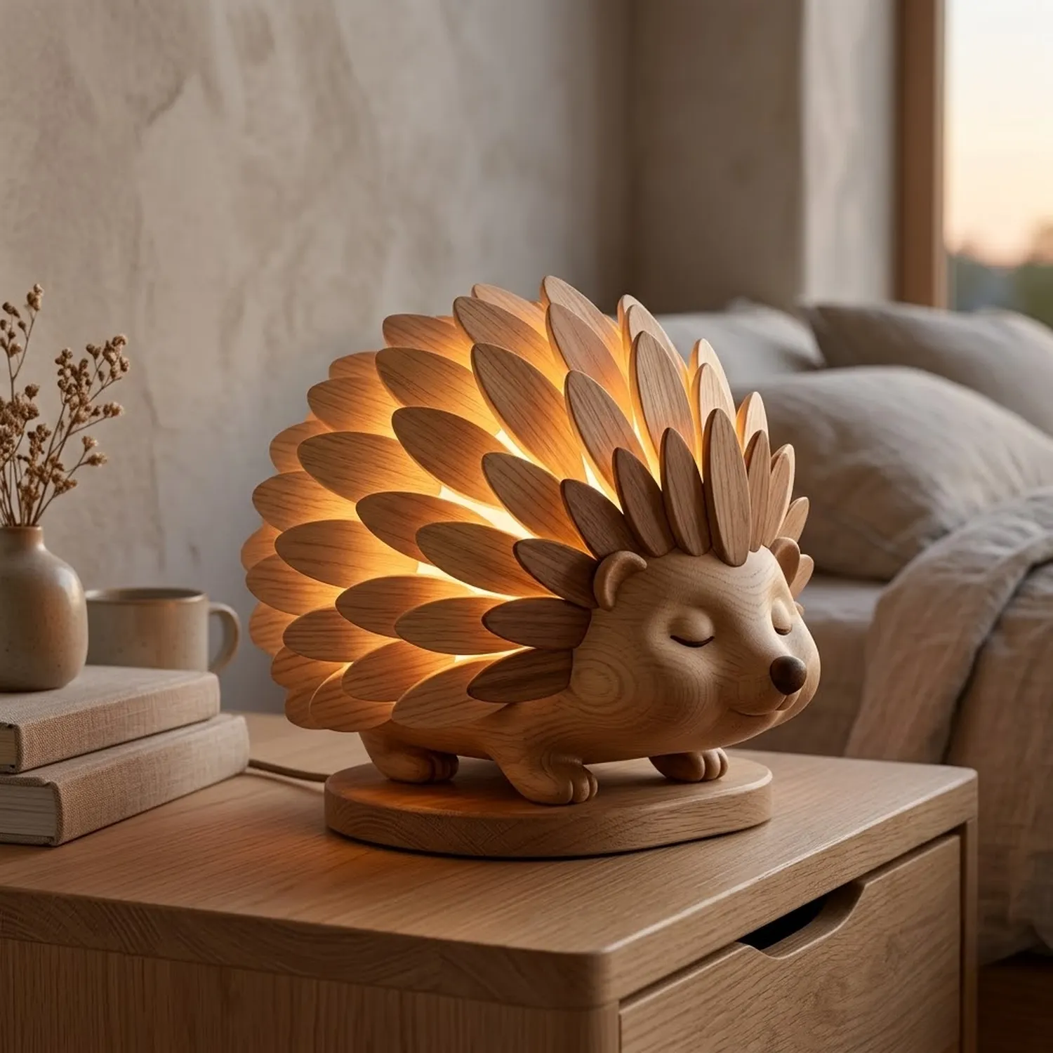 Wood Hedgehog Bloom Lamp Woodland Animal Nature Aesthetic Accent Lighting
