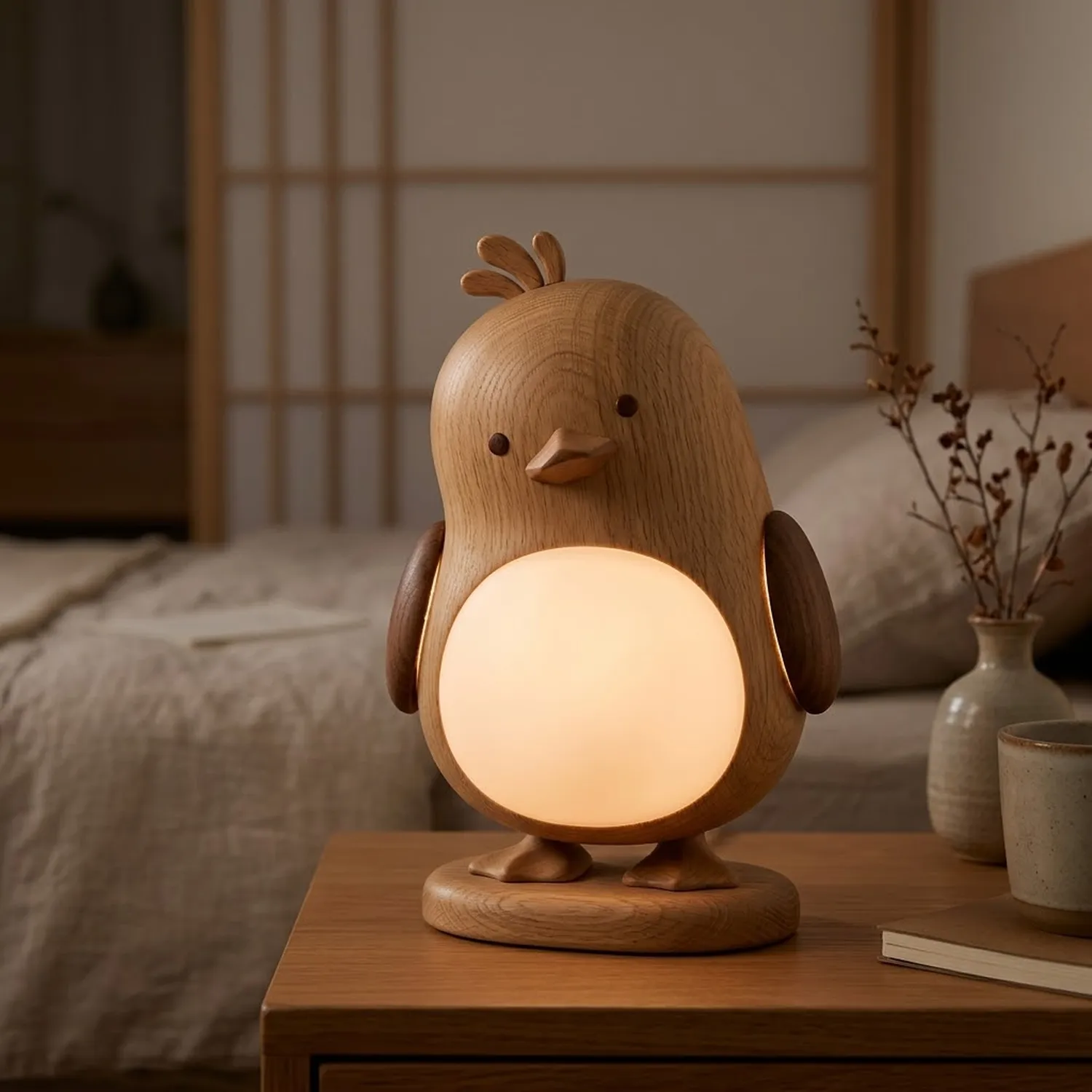 Wood Ducky Glow Lamp Playful Aquatic Bird Nursery Room Decor